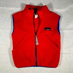 L.L. Bean Mountain Classic Fleece Vest Boys Size Medium Kids Red Blue USA Made